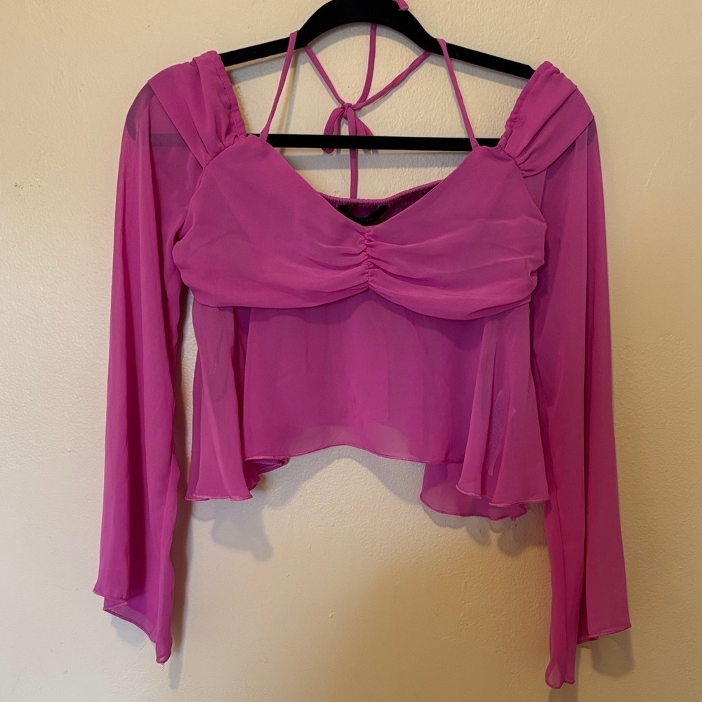 Forever 21 Magenta Sheer Blouse